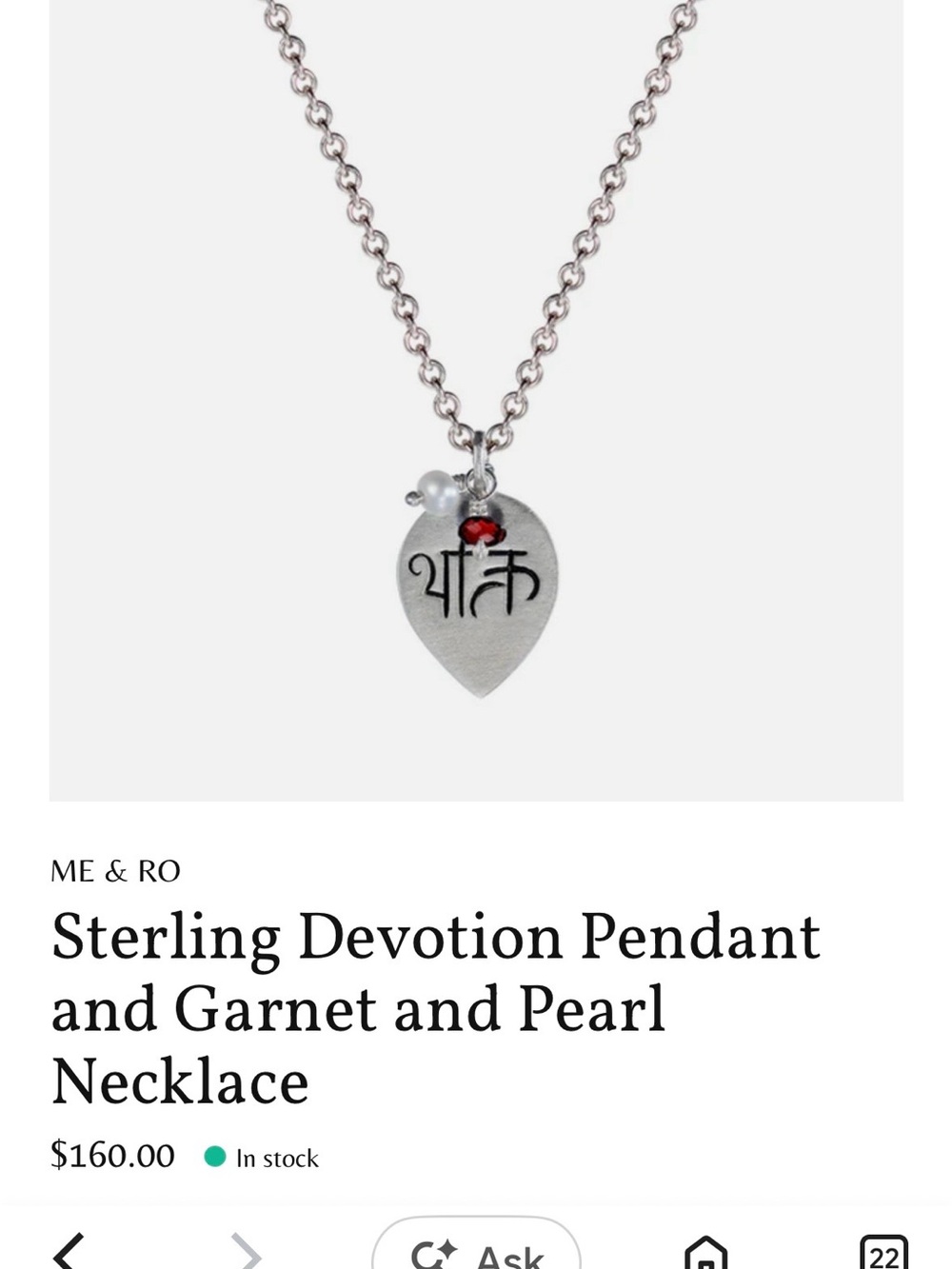 Me & Ro Sterling Heart Pendant Necklace with Garnet and Pearl Accents